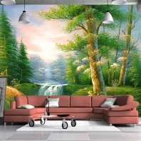 tranh dán tường rừng cây nguyên thủy