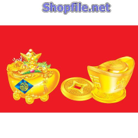 Vector họa tiết tết cục vàng và đồng xu vàng