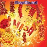 Vector họa tiết tết sắc màu của pháo