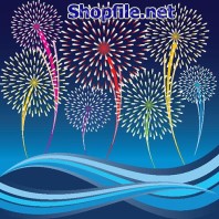 Vector họa tiết tết pháo hoa nền xanh đẹp