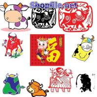 Vector họa tiết tết hình con bò