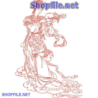 Vector họa tiết tết giấy dán tường cô tiên