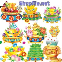 Vector họa tiết tết 9 mâm cỗ