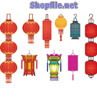 Vector họa tiết tết lồng đèn loại nhỏ