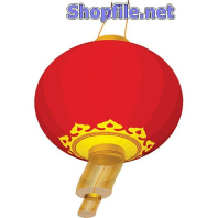 Vector họa tiết tết lồng đèn bay trong gió