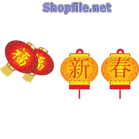 Vector họa tiết tết lồng đèn cặp