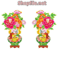 Vector hai chậu hoa đẹp cho ngày tết