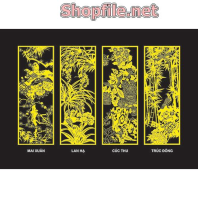 Vector bốn tác phẩm mạ vàng đẹp