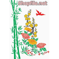 Vector cây trúc và chú chim nhỏ