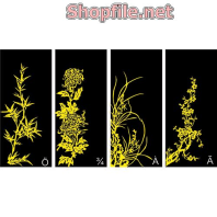 Vector tấm gỗ đen và cây mai mạ vàng