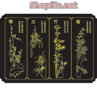 Vector cây trúc mạ vàng và bài thơ