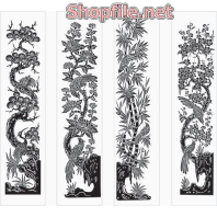 Vector cây trúc màu trắng đen