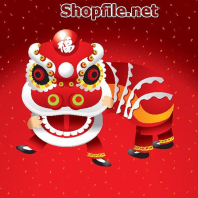 Vector múa lân đỏ