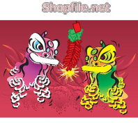 Vector múa lân tím và vàng