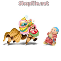 Vector con lân và ông địa