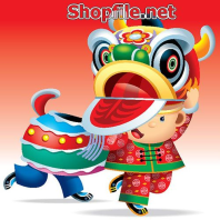 Vector cậu bé múa lân dễ thương