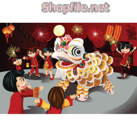 Vector múa lân cùng các bạn nhỏ