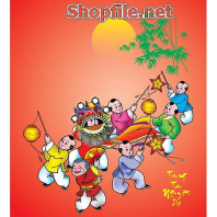 Vector múa lân đêm rằm