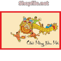 Vector múa rồng và câu chúc tết