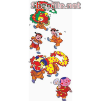 Vector đội lân và những cậu bé đáng yêu