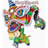 Vector cậu bé mập múa lân