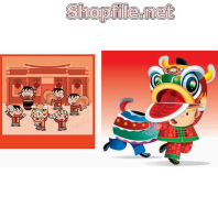 Vector múa lân cũng con nít