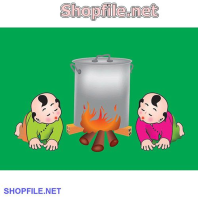 Vector hai cậu nhóc thổi lửa