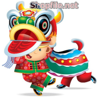 Vector cậu chủ múa lân vui vẻ