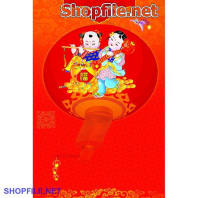 Vector 2 đứa nhỏ cưỡi lân