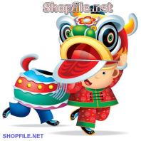 Vector thiếu gia chơi múa lân