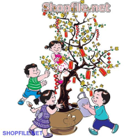 Vector đám trẻ con nhận lì xì