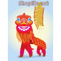 Vector con lân màu đỏ đẹp