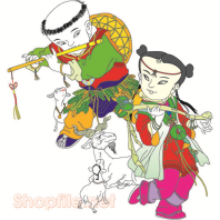 Vector kim đồng ngọc nữ hóa trang na tra