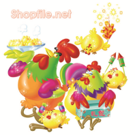 Vector đàn gà sắc màu