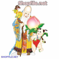 Vector ông thọ và quả đào to