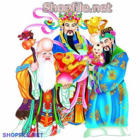 Vector phúc lộc thọ thần tài bên nhau