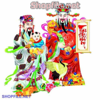 Vector hai lão tiên và đứa con nít