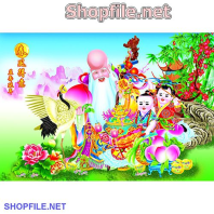 Vector ông thọ và vườn đào tiên của mình