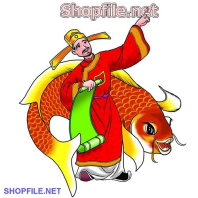 Vector ông táo cưỡi cá chép