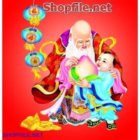 Vector ông thọ và cậu nhỏ hiền lành