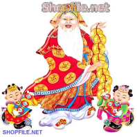 Vector ông lão và hai đứa nhỏ