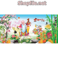 Vector ông thọ và khung cảnh thần tiên