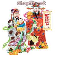 Vector thần tài và ông thọ