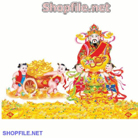 Vector đống tiền vàng và thần tài