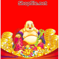 Vector ông địa ngồi trên đống vàng