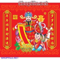 Vector ông thần tài và cậu bé