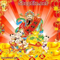 Vector thần tài và đám con nít dưới chân