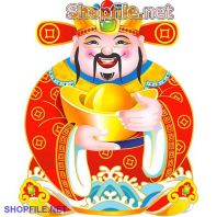 Vector thần tài phệt ôm thỏi vàng