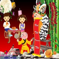 Vector múa lân múa rồng trung thu
