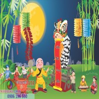 Vector múa lân múa rồng trung thu